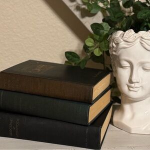 Vintage antique library Decorative Hardcover Book Set Gold accents